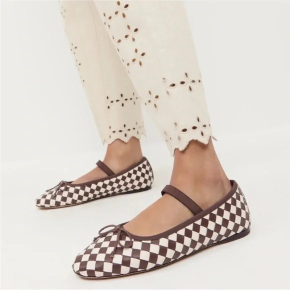 Loeffler Randall Leonie Chocolate/Cream Woven Ballet Flat - Picture 4 of 11